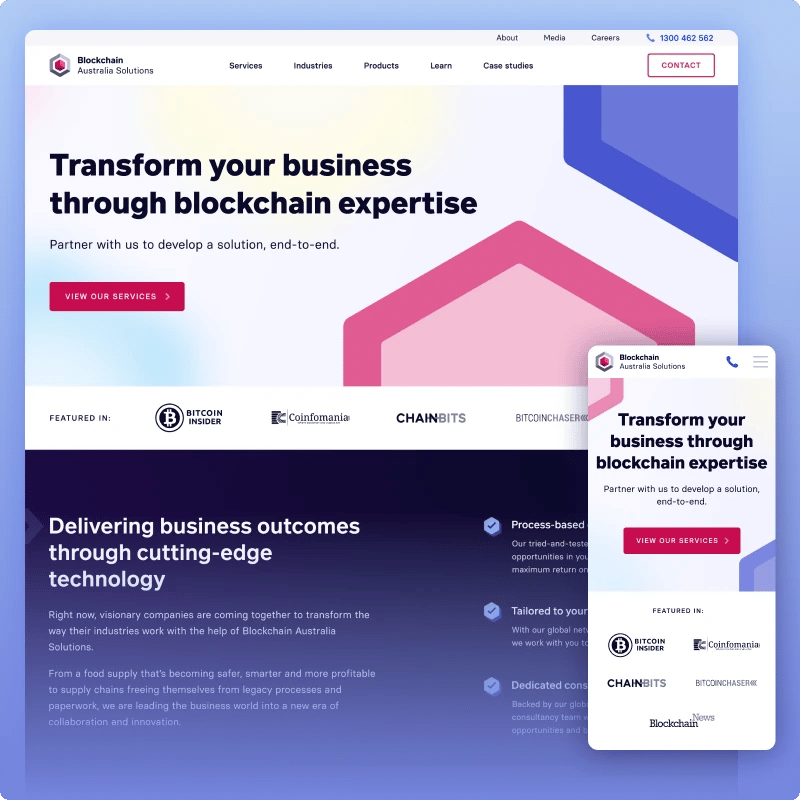 Screenshot of the Blockchain Australia homepage.