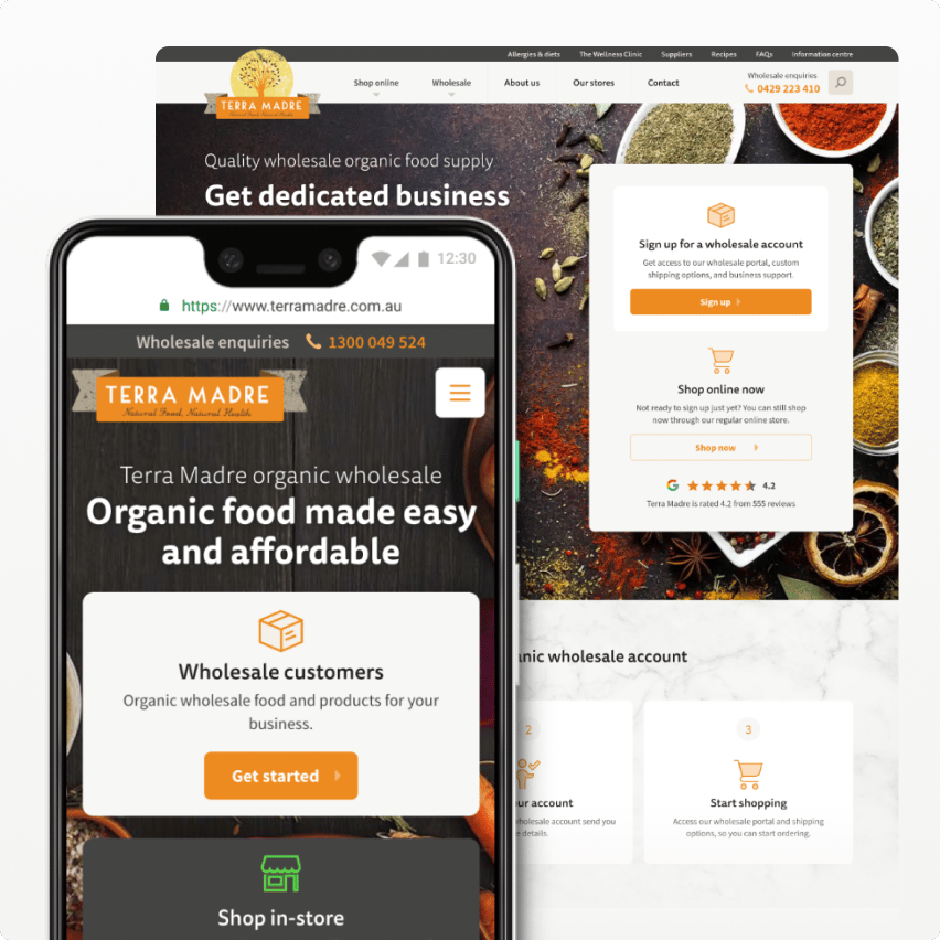 Screenshot of the homepage of Terra Madre